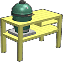 Wooden Big Green Egg table technical drawing.